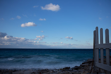 colorful cloudy view at the blue sky from the beach 