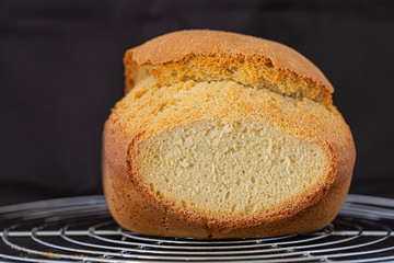 homemade french bread in macro photography