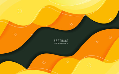 Abstract yellow flow shape vector background.
