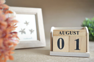 August 1, Date design in natural concept.