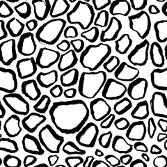 Ink grunge seamless black and white pattern. Vector illustration.