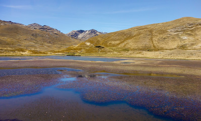 Fototapeta na wymiar Patococha lagoon, at Huascaran National Park, in Huaraz