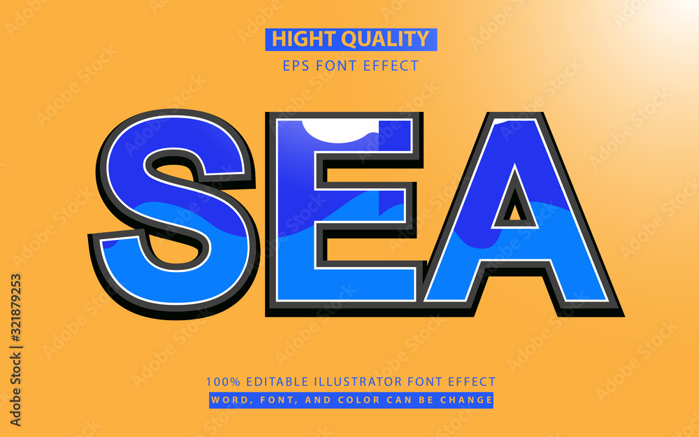 Poster blue water effect text style design concept with editable for change color, font and word. can use f