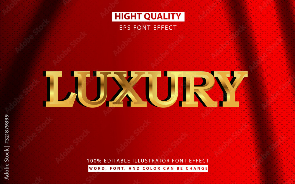 Poster luxury golden effect text style design concept with editable for change color, font and word. can us