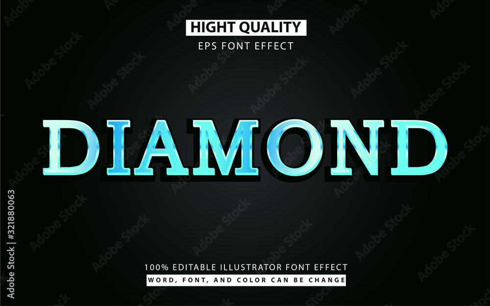 Poster elegant blue diamond effect style design concept with editable for change color, font and word. can 