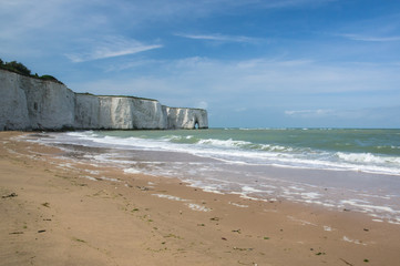 Chalk cliffs at Kingsgate Bay beach at Broadstairs Kent England United Kingdom UK