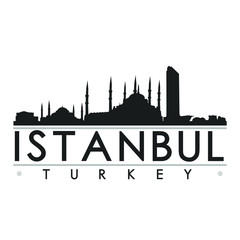 Istanbul Skyline Silhouette. Skyline Stamp Vector City Design.