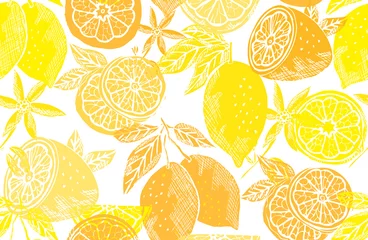 Tapeten Gelb nahtloses Muster der Frucht