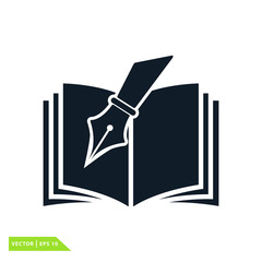 fountain pen icon vector logo template