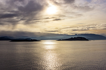 Fototapeta premium Sunset on a cloudy day in Stavanger, Norway