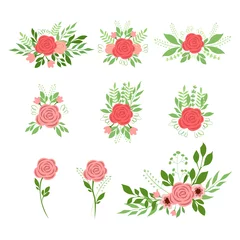 Fototapete Blumen Reihe von Rosensträußen