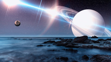 Artist view of an alien landscape © Stockbym