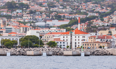 Fototapeta na wymiar Mooring structures in port of Funchal, Madeira