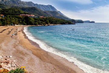 Beautiful Adriatic sea coastal landscape, beaches of Montenegro.