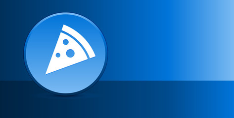 Pizza slice icon glassy modern blue button abstract background