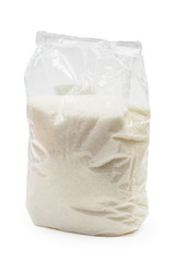 Fototapeta na wymiar Transparent plastic package of sugar isolated