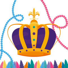 Isolated mardi gras crown feathers and necklaces vector design © djvstock