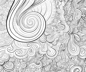 Swirl graphic vector illustration. Hand drawn, black and white.