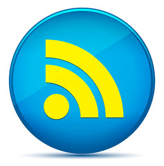 RSS Feed icon modern flat cyan blue round button
