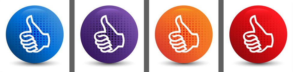 Obraz premium Thumbs up icon abstract halftone round button set