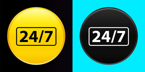 24/7 icon flat exclusive button set