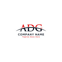 Initial letter ADG, overlapping movement swoosh horizon logo company design inspiration in red and dark blue color vector