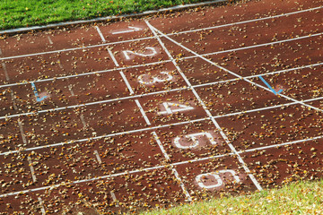 Running track at sport stadium