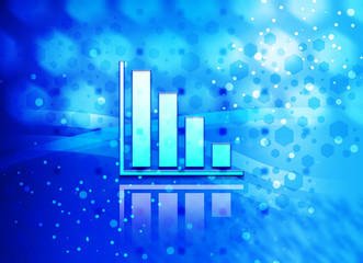 Statistics down icon abstract light cyan blue hexagon pattern background