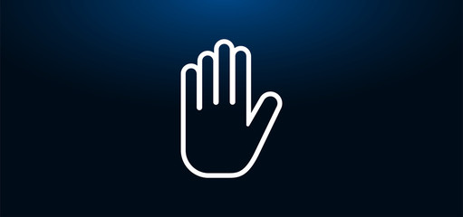 Stop hand icon crystal blue banner background