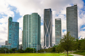 Fototapeta na wymiar View at Miami residentcial and office skyscrapers