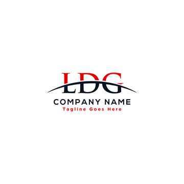 Initial letter LDG, overlapping movement swoosh horizon logo company design inspiration in red and dark blue color vector