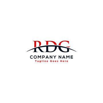 Initial letter RDG, overlapping movement swoosh horizon logo company design inspiration in red and dark blue color vector
