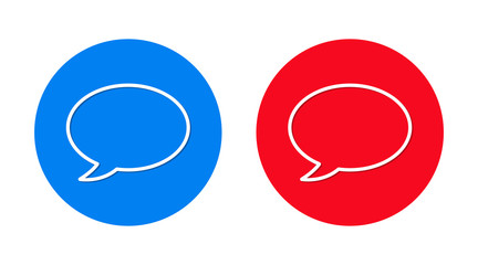 Chat bubble icon flat trendy round button set