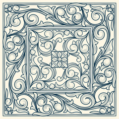 Monochrome vintage decorative ornate card