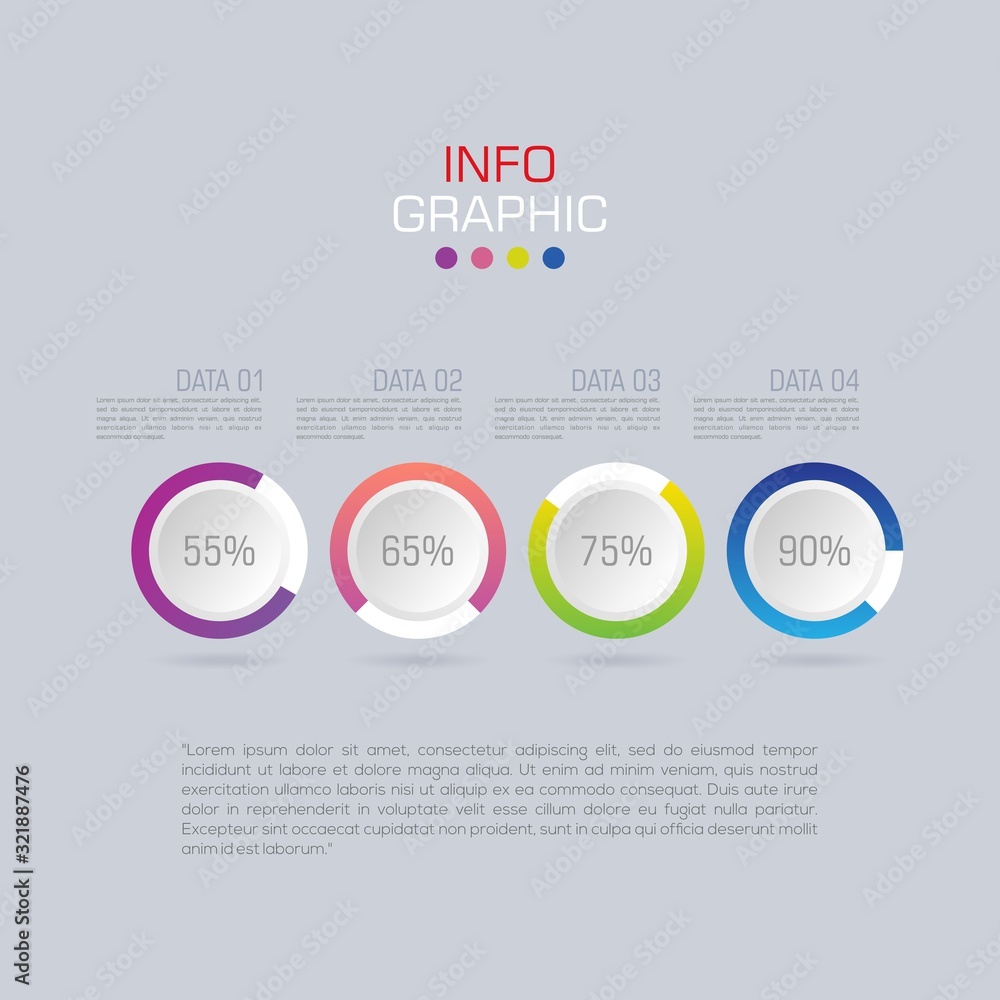 Fototapete business data visualization. infographic element with icons and options or steps. can be used for pr