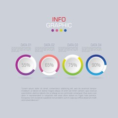 Business data visualization. Infographic element with icons and options or steps. Can be used for process, presentation, diagram, workflow layout, info graph, web design. Vector business template.