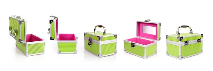 Metal beauty case isolated on white background