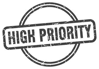 high priority stamp. high priority round vintage grunge sign. high priority