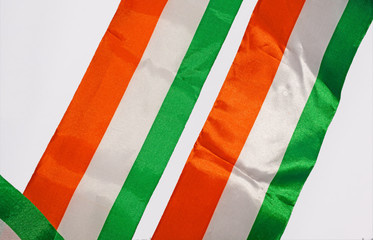 15 August India Independence Day, Indian National Flag tricolor ribbon.