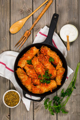 Stuffed Cabbage Rolls With Ground Beef and Rice. Selective focus.