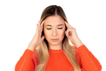 Fototapeta premium Pretty blonde woman with red jersey