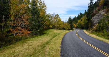 Fototapeta na wymiar Roadway Meandering Through the Autumn Appalachian Mountains Along the Blue Ridge Parkway