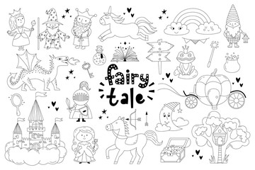 Set of fairy tale objects collection. - obrazy, fototapety, plakaty
