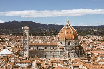 Fototapeta premium Aerial panoramic view of Florence city and Cattedrale di Santa Maria del Fiore