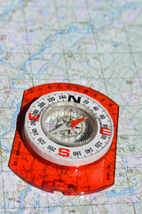 Magnetic compass and map.