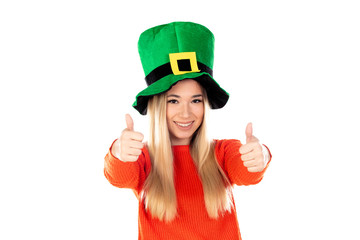 Pretty woman with red jersey