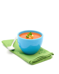 Tomato Soup Blue Bowl