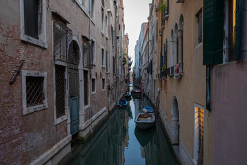 Panoramic view of Venice canal with historical buildings
