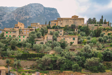 Fototapeta premium view over Deia town at the west coast of Mallorca, Spain