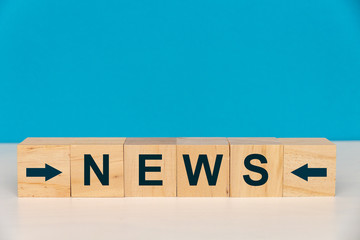 News Word Written On Wood Cube 